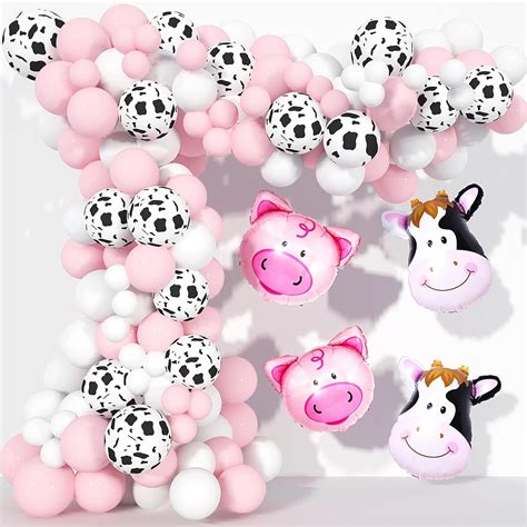 Buy Cow Party Decorations 130 Pcs, TOPLLON Farm Animal Balloon Garland ...