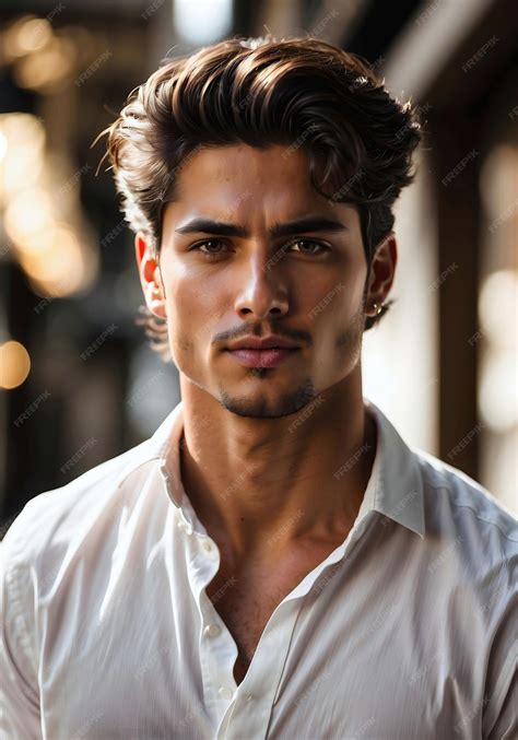 Premium Photo | Portrait of handsome young Spanish male model in white ...