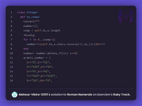 Mateus-Vieira-2001's solution for Roman Numerals in Ruby on Exercism