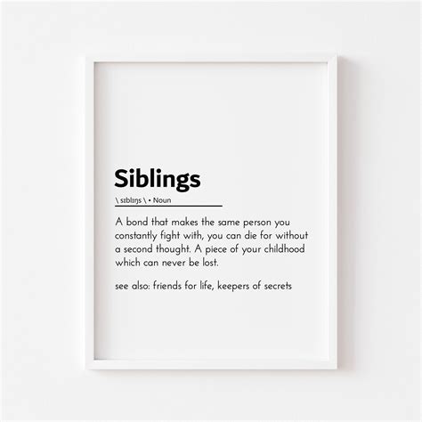 Siblings Definition Siblings Gift Sibling Quote Siblings Wall Art ...