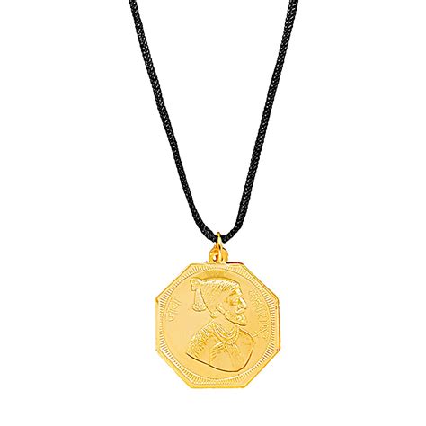24K Gold Plated Shivaji Maharaj And Rajmudra Coin Necklace For Men (SJ ...