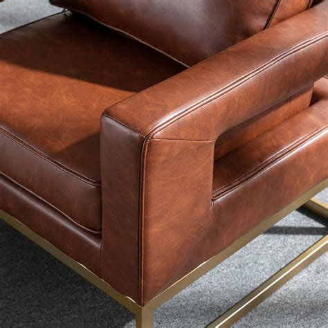 Buy HEAH-YO Modern Accent Chair with Armrest, PU Faux Leather Single ...