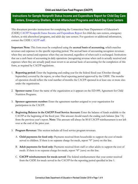 Fillable Online Child and Adult Care Food Program (CACFP) Sample ...