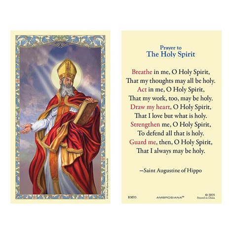 Saint Augustine of Hippo - Prayer to the Holy Spirit - Universal Church ...