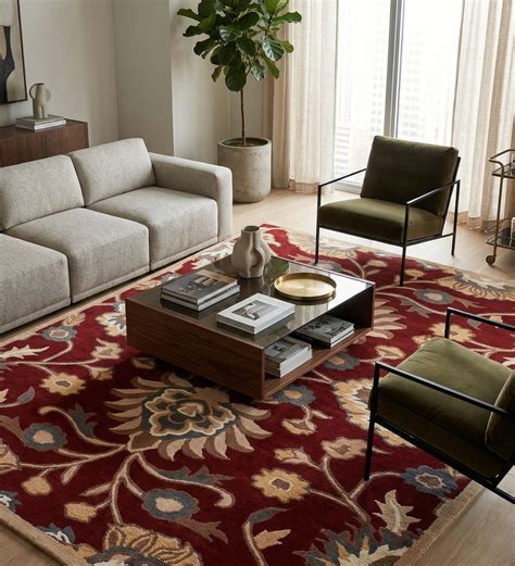 Red Traditional Hand Tufted Wool Carpet – PrestoBazaar