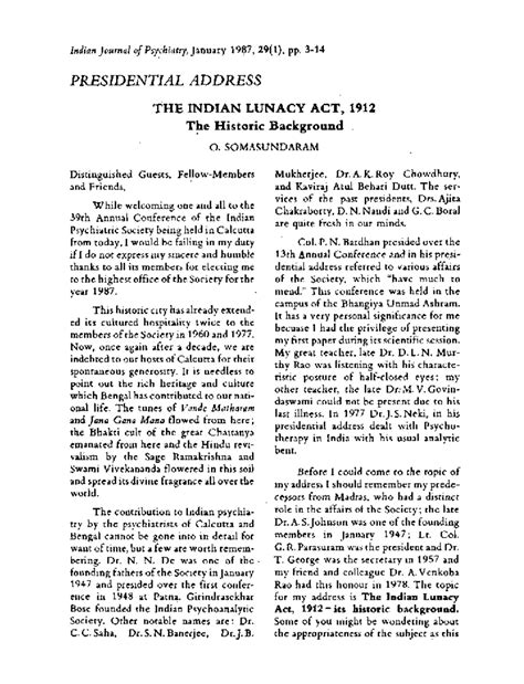 Indian Lunacy Act - Paper - Indian Journal of Psychiatry, January 1987 ...