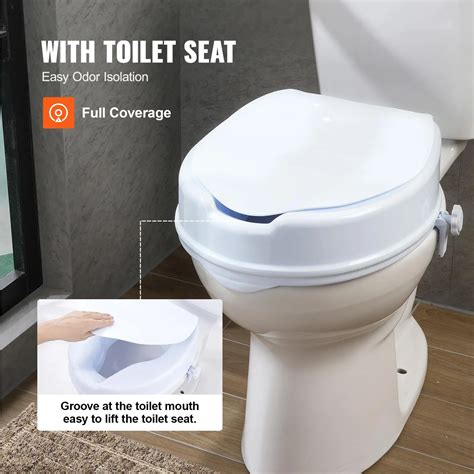 VEVOR Raised Toilet Seat, 4" Height Raised, 300 lbs Weight Capacity ...