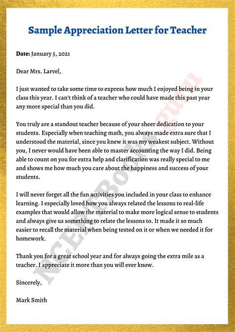 Appreciation Letter Format, Template and Samples | Steps to Write a Letter