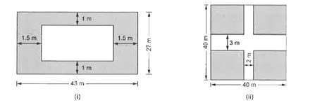 Calculate the area of the shaded region in each of the figures given below: