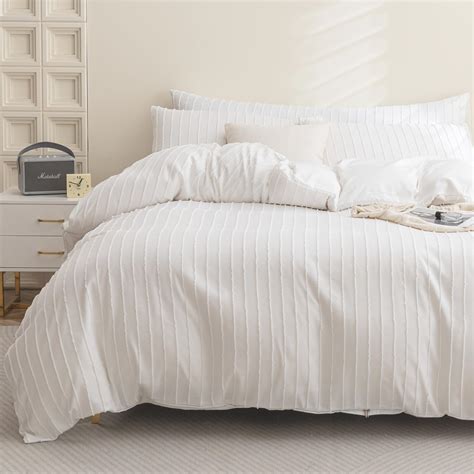 JELLYMONI White Duvet Cover Full Size - 3PCS Microfiber Tufted Duvet ...