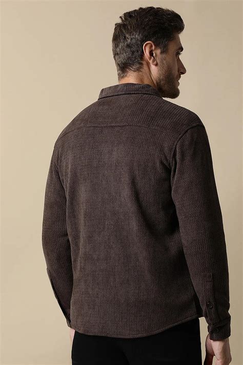 Buy Men's Brown Textured Shacket with Dual Pockets by Fort Collins ...