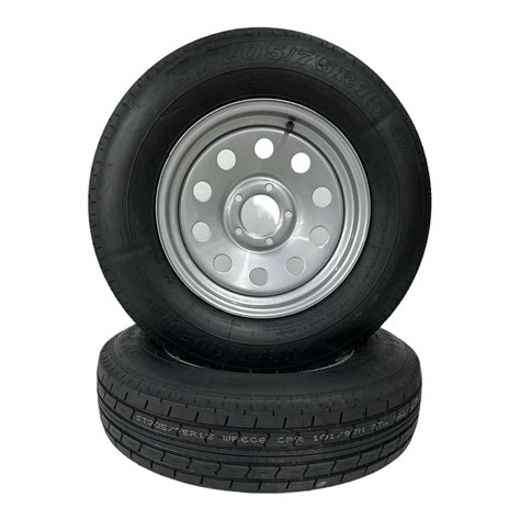 2-Pack Trailer Tire on Rim ST205/75R15 TrailQuest LRC Radial 6 Ply 5 ...
