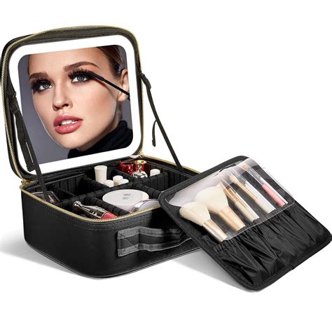 Amylove Makeup Train Case Travel Makeup Case with Lighted Mirror ...