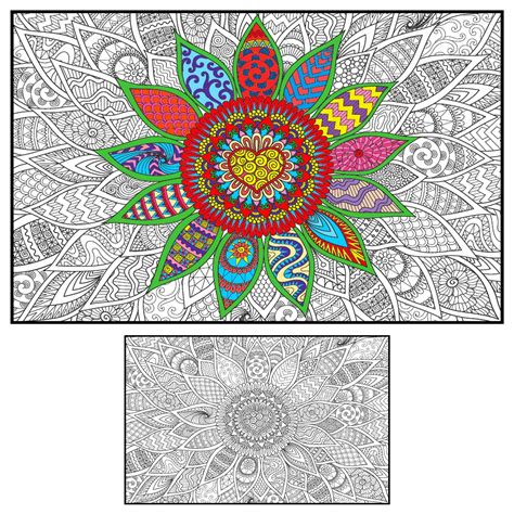 Buy Mandala Coloring Poster for Adults and Kids - Large Wall Coloring ...