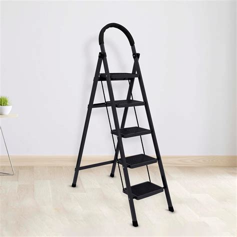 Plantex Cheston Premium GI Steel Foldable 5-Step Ladder for Home - Wide ...