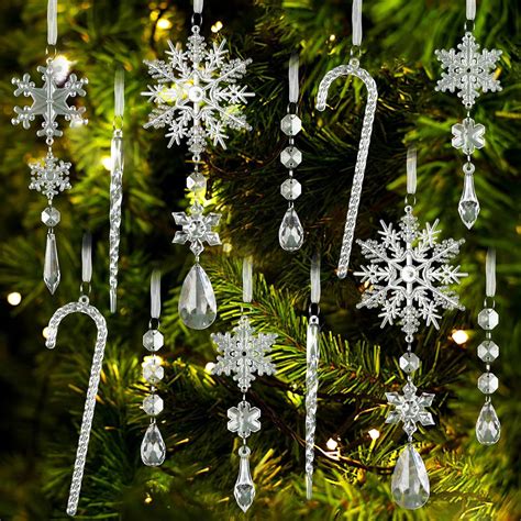 Amazon.com: 24 pcs Crystal Christmas Ornaments, Hanging Acrylic ...