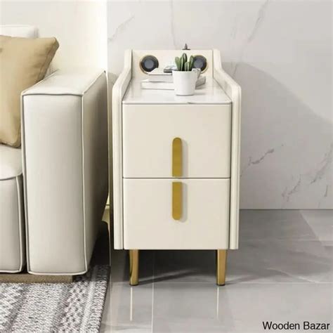 Modern Multifunctional Narrow Side Table Sintered Stone Top End Table