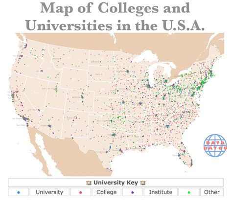 Map of Universities and Colleges in the United States