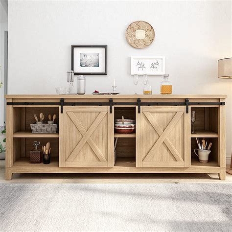 Buy SMARTSTANDARD 7FT Mini Double Door Cabinet Sliding Barn Door ...