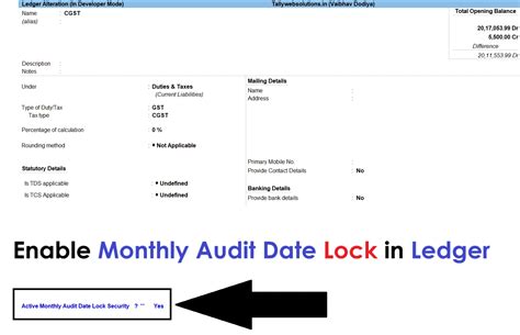 Ledger wise Month wise Audited Voucher Date Lock Unlock Security Module ...