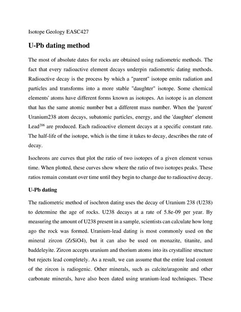U-Pb dating method - Isotope Geology EASC U-Pb dating method The most ...