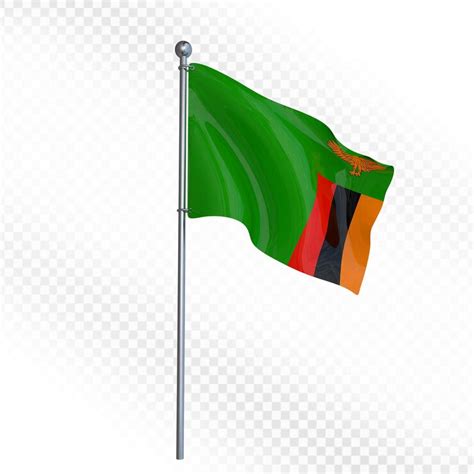 Zambian flag waving on a pole | Premium PSD