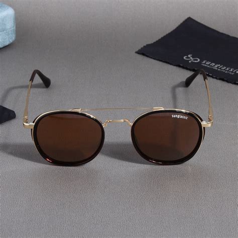 Buy Golden Brown Polarized SG4612 Round Sunglasses - Enhance Your Style ...