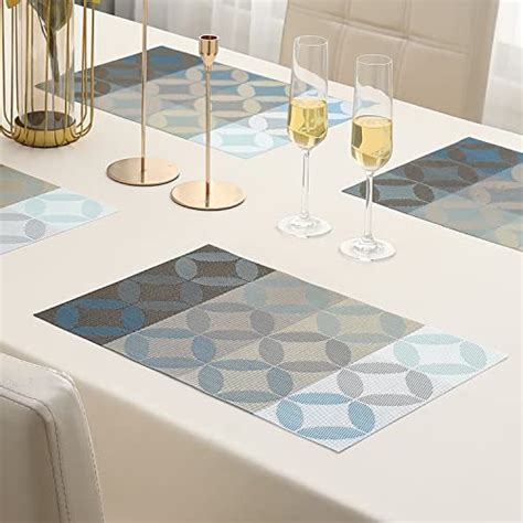 PVC Dining Table Mats, Geometric Blue – HOKIPO | Har Ghar ka Humsafar
