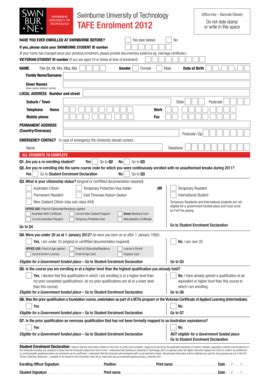 Fillable Online swinburne edu (Office Use Barcode Sticker) - swinburne ...