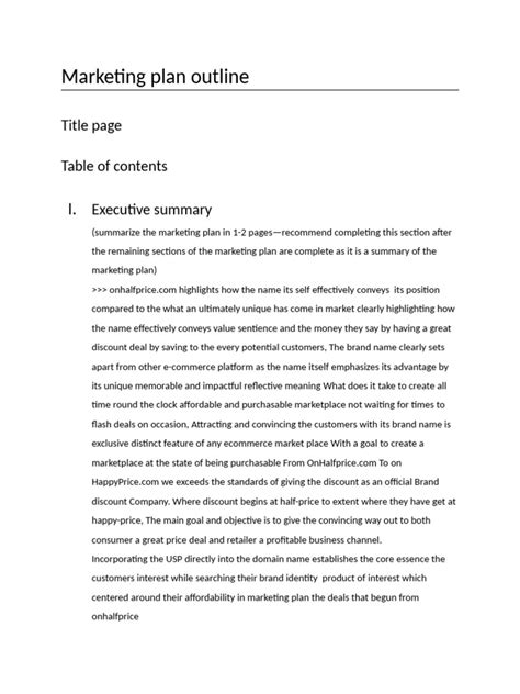 Marketing Plan Outline Example 的图像结果