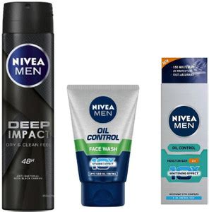 NIVEA Men Deep Impact Deo 150ML ,Oil Control Face Wash 100 Ml , Oil ...
