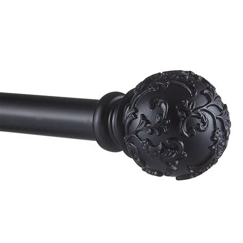 Exclusive Home Vine 66-in to 120-in Matte Black Iron Single Curtain Rod ...