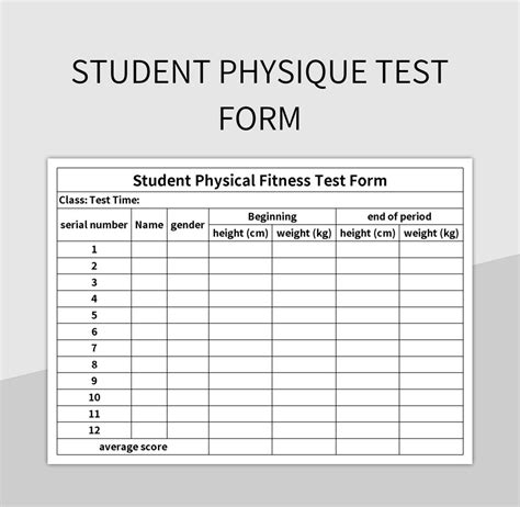 Student Physique Test Form Excel Template And Google Sheets File For ...