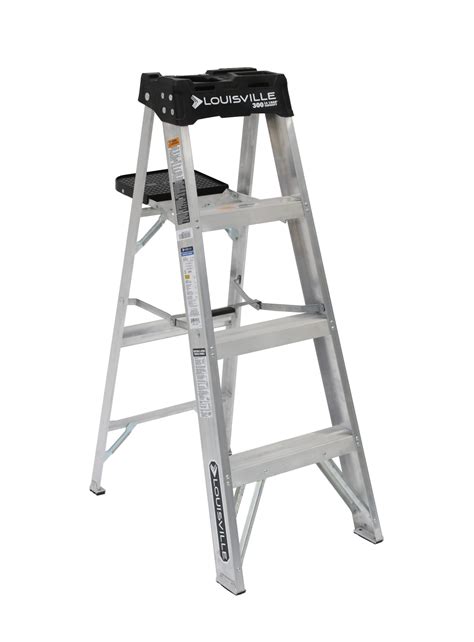 LOUISVILLE LADDER 4-FOOT ALUMINUM STEP LADDER, TYPE IA, 300-POUND LOAD ...