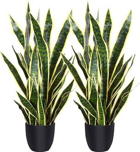 Buy CROSOFMI Artificial Snake Plant 35 Inch Fake Sansevieria Tree with ...