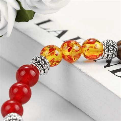 7 chakra Natural Stone Stretch 18K White Gold Plated Bracelet indian ...