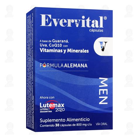 Evervital Men, 30 cápsulas de 800 mg c/u.