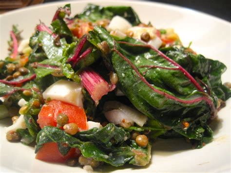 Kvell in the Kitchen: Chopped Lentil Salad with Swiss Chard, Tomato & Egg