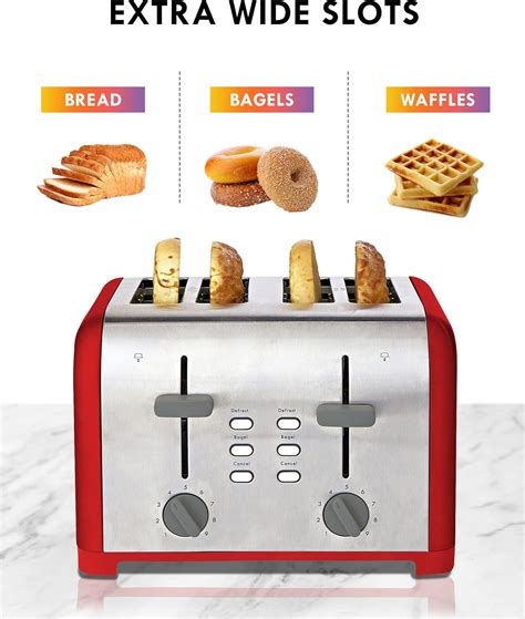 Buy Kenmore 4-Slice Toaster, Stainless Steel, Dual Controls, Extra Wide ...