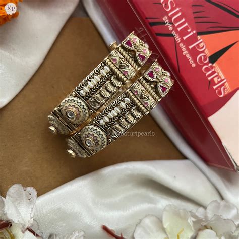 Meenakshi Antique Brass coper with meenakari work Bangle set – Kasturi ...