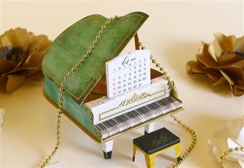 Turquoise Mini Grand Piano Calendar 2026 & 2027 - DIY Paper Craft Kit ...