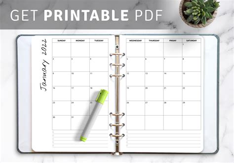 Printable Calendar Notes