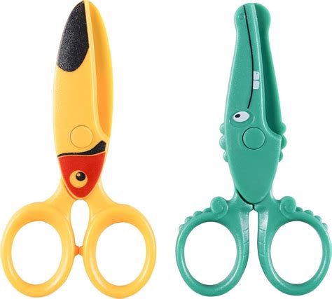 2PCS Children Safety Scissors Set,Blunt Tip Scissors Kids Scissors,Cute ...