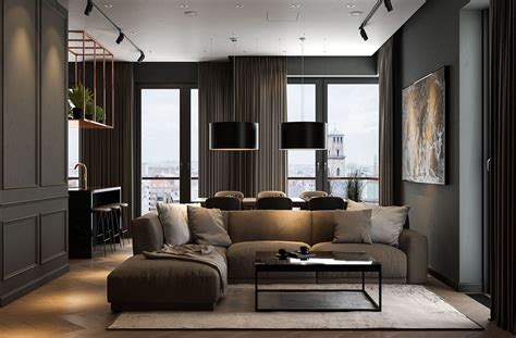 modern dark living room