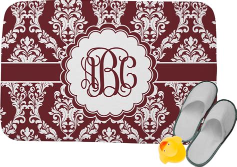 Custom Maroon & White Memory Foam Bath Mat (Personalized) | YouCustomizeIt