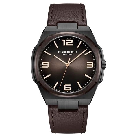Kenneth Cole Quartz Analog Brown Dial Brown Leather Strap Watch for Men ...
