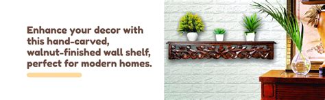 Inception Global Hand Carved Decorative Brown Wooden Wall Shelf/Wall ...