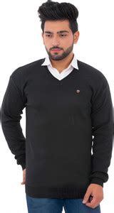 KLOVE Self Design V Neck Formal Men Black Sweater - Buy KLOVE Self ...