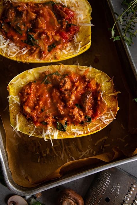 Italian Sausage and Spinach Stuffed Spaghetti Squash — Under A Tin Roof