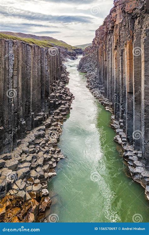 Studlagil Basalt Canyon, Iceland. One of the Most Wonderfull Nature Sightseeing in Iceland Stock ...